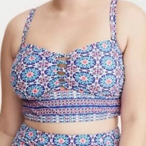 torrid Blue Purple Mosaic Ladder-Front Bikini Top